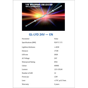 1 Твърда LED лента 92 см - Лед бар с 2 г. гаранция GL-LYD 24V OUTDOOR 1 Твърда LED лента 92 см - Лед бар с 2 г. гаранция GL-LYD 24V OUTDOOR